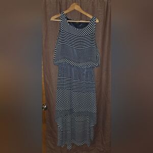 Robert Louis Navy and White Striped Layered Maxi Dress